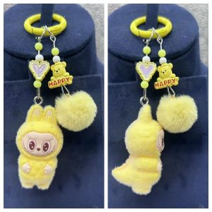 Labubu Keychain in Pale Chartreuse Cute and Playful