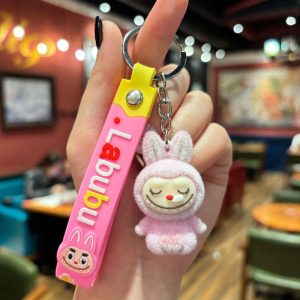 Mauve Pink Labubu Keychain Sweet Soft