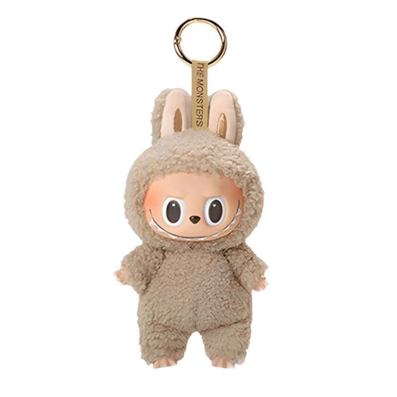 Labubu Keychain Playful Eager Pose in Earthy Tan