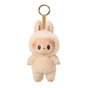 Labubu Keychain Adorable Eager Pose in Soft Beige