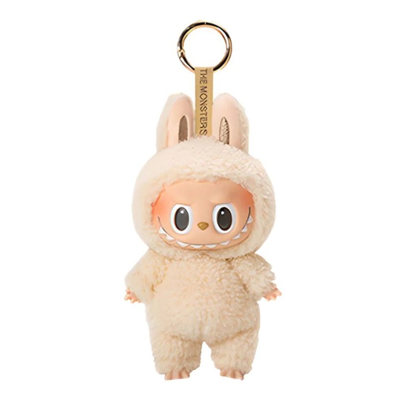Labubu Keychain Adorable Eager Pose in Soft Beige