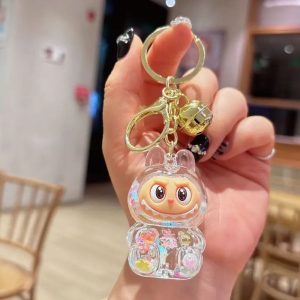 Labubu Keychain Elegant Light Gray