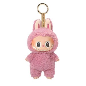 Labubu Keychain Soft Rose Pink Eager Expression