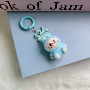 Flocking Labubu Monster Keychain